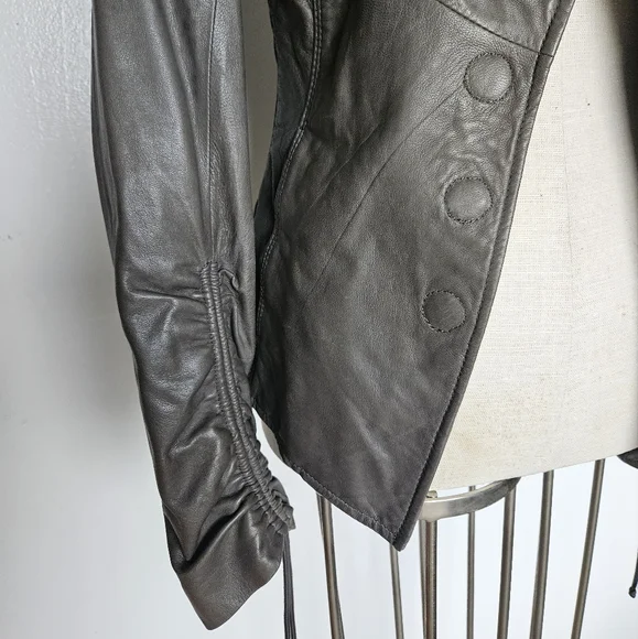 Danier leather draped avantgarde  jacket. - Picture 6 of 8